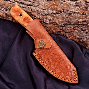 Couteau de chasse fait à la main en acier damas lame fixe avec gaine en cuir Support OEM lame tactique couteau de Camping de qualité industrielle - Product Image 5