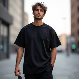 T-shirts surdimensionnés respirants vierges à manches courtes et col rond pour hommes pour Gym Fitness Bodybuilding-High Street Style - Product Image 2