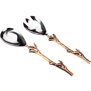 Couverts de service en acier inoxydable et en aluminium Ensemble de serveurs à salade deux tons Top vente élégant conçu disponible au prix le plus bas - Product Image 1