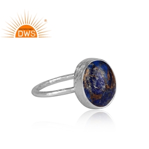 Diseño hecho a mano plata esterlina fina Natural Mojave cobre lapislázuli piedra preciosa anillo apilable fabricante de joyas - Product Image 2