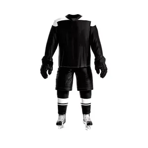 Maillot de hockey sur glace personnalisé, uniforme d'équipe, 100% polyester, séchage rapide, antibactérien, unisexe adulte, col en V, manches longues, fabricant - Product Image 1
