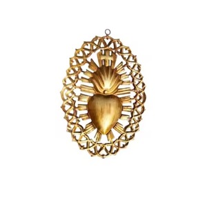 Milagros de Metal con Acabado Dorado, Sagrado Corazón Colgante para Decoración de Pared, Regalo y Decoración Católica - Product Image 1