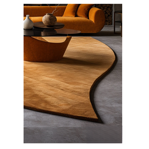 Alfombra de lana de primera calidad con mechones a mano, moderna, abstracta, dorada, de pelo alto, forma Irregular para sala de estar, dormitorio de niños, decoración hecha a mano para el hogar - Product Image 3