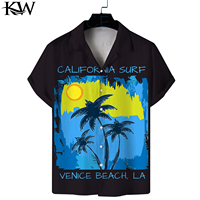 Kurzarmhemd für hawaiian ische Herren, offener Hals, Einzel knopf, Papageien-und Tier druck, Mode, Strand oberteil, Sommer 2025