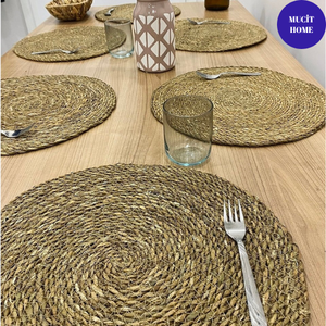 Ensemble de 4 dessous-de-plat en paille et bois pour casseroles, poêles et bouilloires - Product Image 2