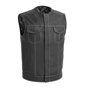 Gilet en cuir 100% de haute qualité pour hommes personnalisé nouveau design haut réversible pour l'hiver toile tissu respirant - Product Image 1