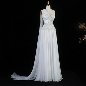 Jancember LSZ285 Elegante Vestido de Fiesta de Noche con Capa de un Solo Hombro y Cristales - Product Image 2