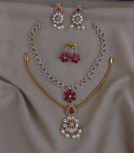 Conjunto de collar con acabado mate CZ, perfecto para bodas, ocasiones especiales, collar de fiesta con pendientes, calidad superior - Product Image 3