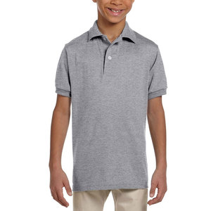 Polo de tela suave de tamaño juvenil, cierre de botón, tela transpirable de rendimiento de algodón, camisa Polo con cuello para niños pequeños a jóvenes - Product Image 1