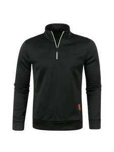 Pull à col montant 1/4 zippé pour homme, mode athlétique, réversible, grande taille, tissu doux texturé, manches longues, respirant, séchage rapide - Product Image 3
