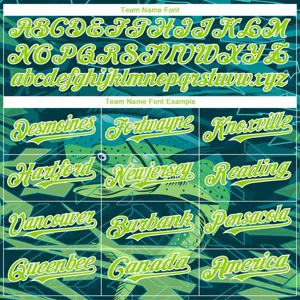 Chaqueta con capucha personalizada Teal Neon Green-White Mahimah Fish Fishing 3D Bomber Full-Snap Varsity Letterman - Product Image 3