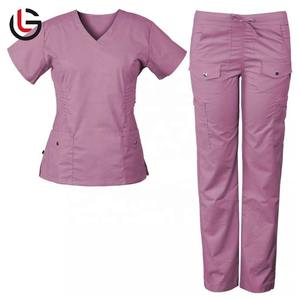 Vente en gros 100% coton col en V combinaison médicale uniforme d'hôpital en tissu jersey pour le personnel de la clinique et de la pharmacie - Product Image 1