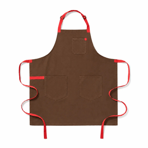 Tablier en toile sans manches violet avec bordure rouge, trois poches, résistant à l'eau, durable, lavable en machine, pour la cuisine et l'usage quotidien - Product Image 2
