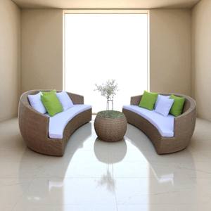 Ensemble de meubles en faux osier PRSF-003 en poly rotin grand patio extérieur sièges de loisirs en forme de lune pour salon Villa atelier - Product Image 4