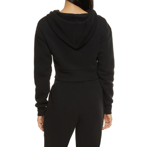 Ensemble deux pièces pour femme, haut court zippé style motard, manches longues à capuche, en coton, vêtement de détente décontracté, jogging d'hiver, lettres brodées - Product Image 3