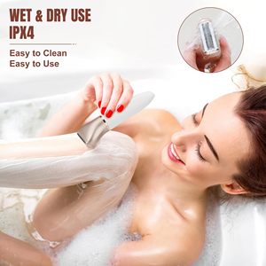 Rasoir électrique sans fil à double tête pour femmes, épilation indolore du visage, des jambes et des aisselles - Blanc, alimentation USB, lavable - Product Image 2
