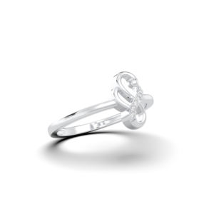 0.03 Carat F-G/VS Lab Grown Round Cut Diamond <b>Ring</b> Prong <b>Set</b> in Platinum with Fancy/Modern Design <b>for</b> <b>Women</b> - Product Image 3