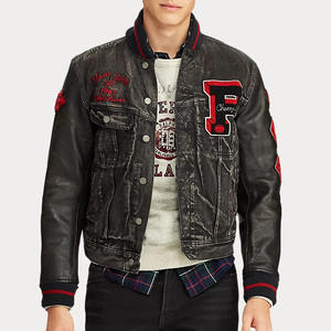 Veste en jean vintage pour homme, style varsity, avec patchs, streetwear décontracté, vêtements d'extérieur tendance, coupe classique - Product Image 2