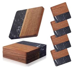 ชุดจานรองแก้วไม้ลายหินอ่อนสี่เหลี่ยม ดีไซน์ทันสมัย ทนความร้อน คุณภาพพรีเมียม สำหรับกาแฟ ชา โต๊ะอาหาร ตกแต่งบ้าน - Product Image 2