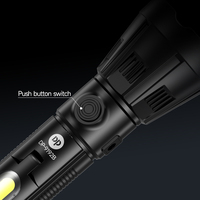 Linterna LED COB Recargable Súper Brillante con Lente Fresnel de Enfoque Ajustable y Lámpara de Escritorio Lateral, Cuerpo de ABS, Carga USB