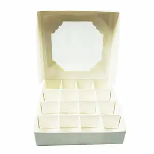 白色优雅透明窗花蛋糕纸板盒包装非常适合生日婴儿淋浴婚庆派对用品