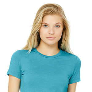 Airlume-Camiseta entallada para mujer, Camiseta de algodón 100% de longitud corporal más larga con cinta para los hombros, anillo peinado, 32, 4,2 oz Aqua - Product Image 4