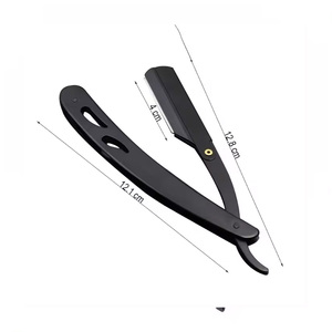 Rasoir de coiffeur professionnel pour hommes en acier inoxydable couteau de rasage pliant à bord droit avec poignée en ABS rasoir manuel utilisation du corps du visage - Product Image 4