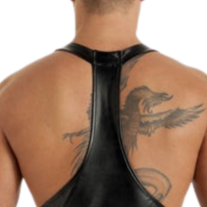 Caleb Leatherette <b>Harness</b> <b>Top</b> Mens Black Faux Leather Open Chest Fetish Clubwear <b>Harness</b> Vest - Product Image 5