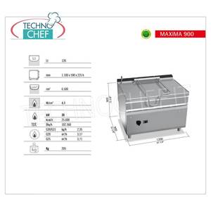 Poêle à gaz, inclinaison motorisée, capacité 120 lt, 1200x900x900h - Product Image 3