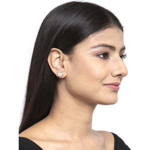 Boucles d'oreilles clous CLARA en argent sterling 925 avec perles véritables, plaquées rhodium et zircone suisse, fermoir à vis, cadeau pour femmes et jeunes filles - Product Image 4