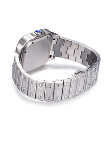 Montre en acier inoxydable plaqué or 14 carats avec moissanite bicolore glacée - Product Image 5