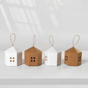 Scatola Regalo a Forma di Borsa Minimalista Monocolore con Sei Scomparti Traforati in Carta Effetto Pelle Bovina - Product Image 4