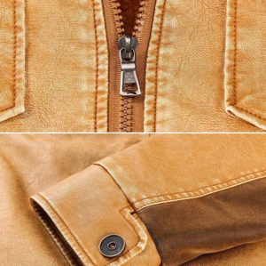 Mens Double Face <b>Leather</b> Jacket Motorcycle Breathable Waterproof Windproof Warm Plus Size Casual Fitness Single Button Closure - Product Image 2