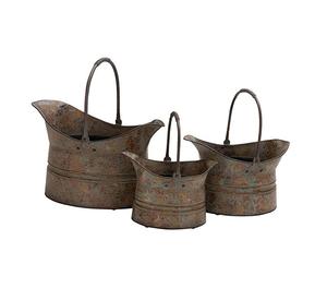 Maceta rústica galvanizada con acabado envejecido y textura desgastada, perfecta para jardines de estilo rural y decoración de granja Vintage - Product Image 6