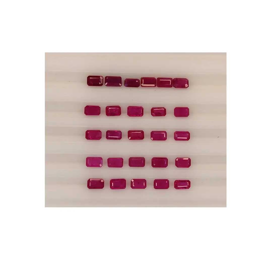 Octagon Emerald Cut Natural Mozambique Ruby Loose Gemstone Lot 5x3 MM 9.15 CT Lot Ruby Gemstone For Jewelry Making