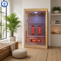 Sauna infrarouge lointain moderne en bois massif de pruche, directement de l'usine Omni, pour 2 personnes, idéal pour hôtels, bien-être, thérapie thermique et soutien du sommeil