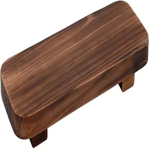 Présentoir de plateau de support de piédestal en bois brun rustique 10.6x4x1.5 pouces pour les mariages de cuisine à domicile Ramadan Diwali plateaux décoratifs - Product Image 2
