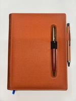 Organisateur de documents en cuir avec fermeture éclair, bloc-notes et poches