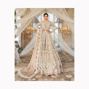 Embrodairy Siqvance Trabajo con cuello Daman Menos Diseñador Boda Boutique Estilo Vestido Mayorista En Pakistán - Product Image 3