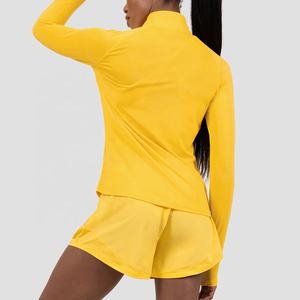 Abrigo deportivo de manga larga con cremallera completa holgada para mujer al por mayor, Chaqueta corta con cremallera para entrenamiento al aire libre para yoga y gimnasio con bolsillos - Product Image 4