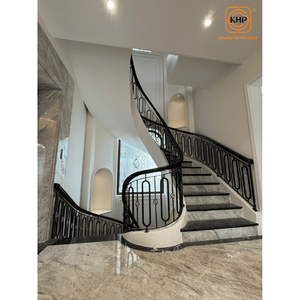 KHP Durable Wrought Iron Stair Railing Indoor Made In Vietnam Eco-Friendly Power Coated <b>Steel</b> For Long-Lasting Home Decorative. - Product Image 4