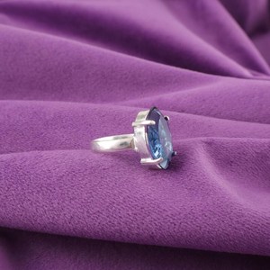 London Blue Topaz Ring Marquise Sterling Silver Gemstone Jewelry Handmade Elegant <b>Gift</b> For Women Boho Design - Product Image 3