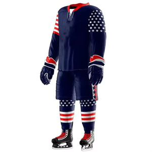 Conjuntos de Uniformes de Hockey sobre Hielo Sublimados Personalizados para Hombre, Talla Grande, 100% Poliéster, Alta Calidad, Nombres y Números de Equipos al por Mayor - Product Image 2