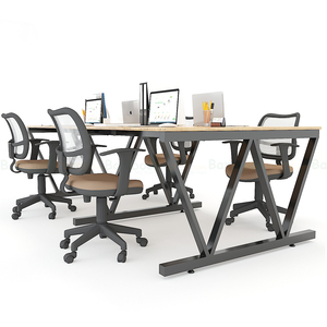BFVB012-VBamboo 4-Piece Cluster <b>Workstation</b> 240x120cm Luxury Minimalist Contemporary Design L Melamine <b>Desk</b> Assembly Required - Product Image 3