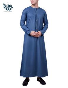 Accesorios de ropa musulmana tradicional con estilo para hombres Thobes de seda de moda con Vestido largo de tela de patrón sólido transpirable - Product Image 4