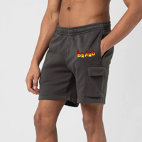 Shorts décontractés pour hommes grande taille en polyester/nylon personnalisés avec logo imprimé en 3D, poche cargo latérale, respirant, taille élastique, séchage rapide