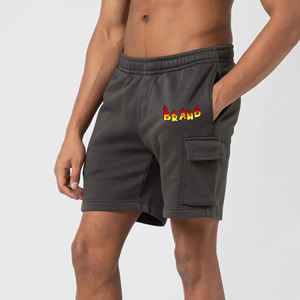 Pantalones cortos personalizados de 100% algodón para hombre, logotipo personalizado impreso en 3D con bolsillo lateral y cargo, pantalones cortos transpirables y cómodos para hombre - Product Image 4