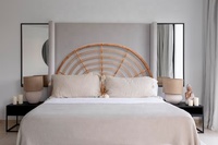 Tête de lit en rotin naturel tissé à la main, taille double, couleur marron/naturelle, style méditerranéen moderne, meubles pour la maison