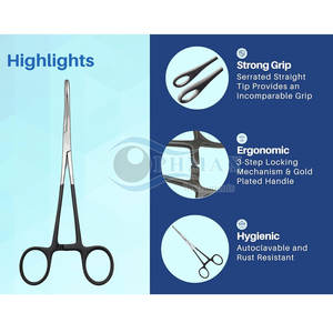 Pinzas de sujeción de esponja Rampley, abrazadera hemostática quirúrgica de 25cm, pinzas de sujeción de esponja Rampley Premium de acero inoxidable - Product Image 4