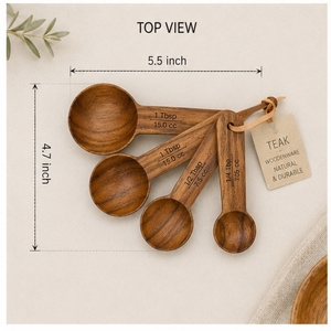Ensemble de cuillères à mesurer en bois, 4 pièces, design rustique minimaliste, durable et naturel - Product Image 1